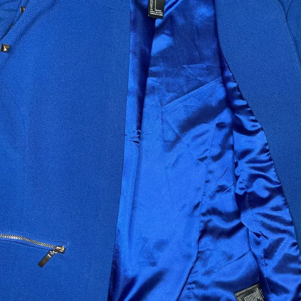 Forever 21 Royal Blue Studded Shoulder Open Front Blazer Small
